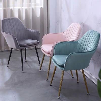 China Fashion Adjustable Modern Soft Metal Dining Side Sofa Pink Chair (The Other) Metal Material for sale