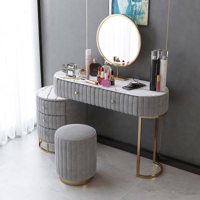 China European Modern Bedroom Furniture Dresser Drawer Vanity Makeup White Dressing Table Set With Mirror for sale