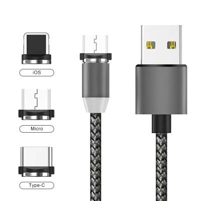 China Mobile Phone 1M Magnetic Charger 360 Degree LED 3 in 1 Magnet USB Cable for Iphone Android for sale