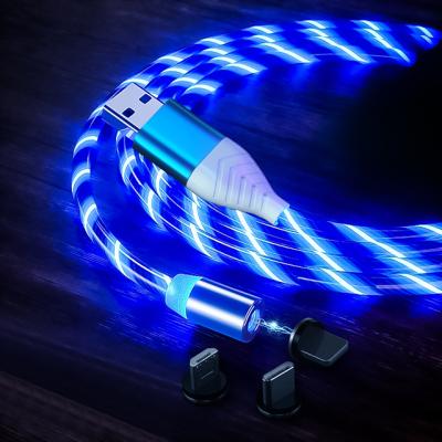 China 360 Degree Led Cable Light Magnetic Fill Visible Bright Overflowing Light Led Magnet 3 in 1 Magnetic Charger Cable for sale