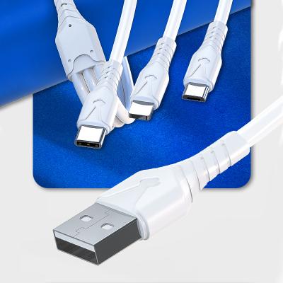 China MP3/MP4 Player 2022 Newest Liquid Silicone Quick Charging Cable 3 In 1 USB Data Cable Type C Data Transfer 6 Colors In Stock for sale