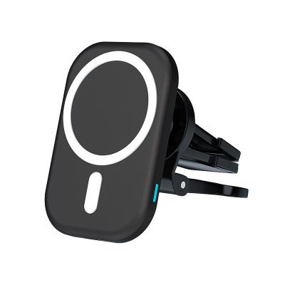 China 2021 New Mobile Phone Car 15W Fast Charging Magnetic Wireless Charger For iPhone 12 Pro Max With Phone Holder for sale