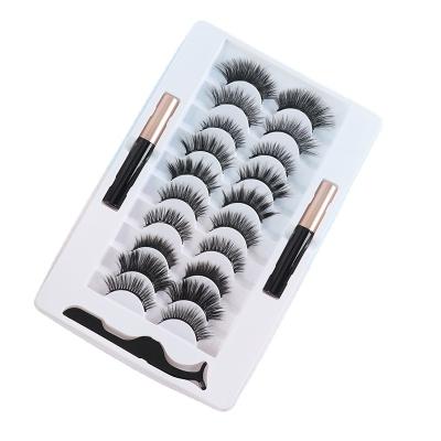 China High Quality Private Label 10pairs Natural Soft Magnetic Eyelashes Magnetic Eyelash New Set with Eyeliner and Applicator for sale