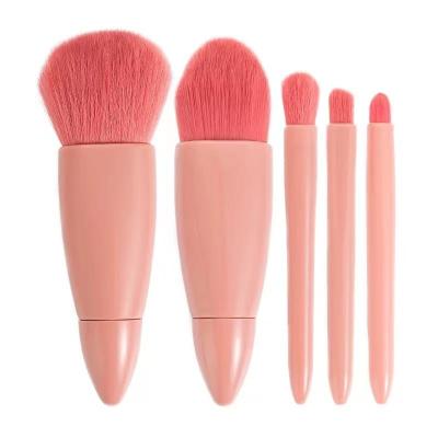 China 5 PCs Simple Style Hot Selling Pink Makeup Brush Set With Case Unique Private Label Makeup Brush Set for sale