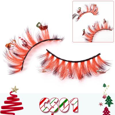 China 2022 Comfortable Colored False Eyelashes Shape Color Strands Charm Colored Synthetic Eyelash For Party for sale