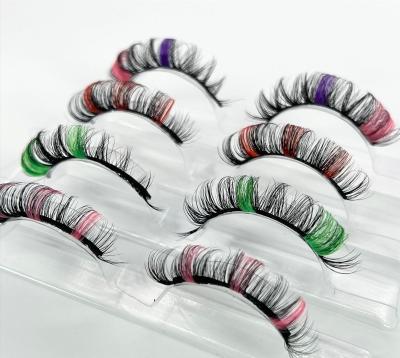 China Dramatic Lash Fluffy Party Focus Colored Reusable Eyelashes Comfortable Russian Colored Highlight Lashes Cosplay Makeup Eye Lashes for sale