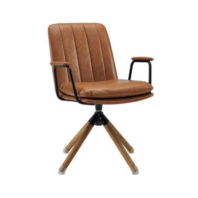 China Other New Arrivals Amerian Style Office Chair No Wheels Mid Century Modern Faux Swivel Accent Leather Upholstered Chair With Solid for sale