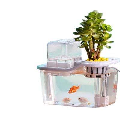 China Modern Mini Aquaponic System Indoor Garden Aquarium Plastic Desktop Home Or Office for sale