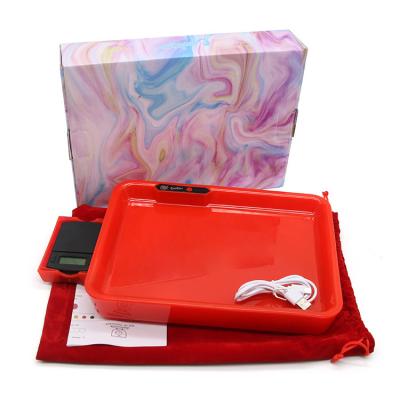 China Newest Hot Selling Tobacco Rolling Tray 2022 Custom Set Electronic Tobacco Rolling Tray With Magnetic Lid With ABS Scale for sale