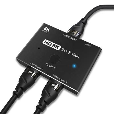 China Factory Supply HDMI 2.1 Bi-direction Switcher 8K@60Hz 4K@120Hz Splitter Converter Compatible with Xbox PS6 Projectors Monitors HDSW221 for sale