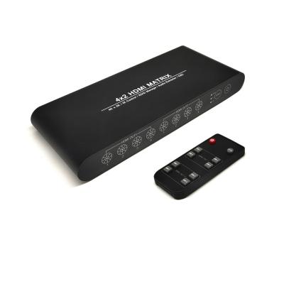 China TV Stores HDMI 4x2 Ture Matrix Splitter 4 Input 2 Output Hdmi Switch Splitter With Audio Extractor for sale