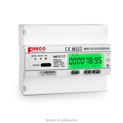 China EM737 10 100 A Digital Only Display Type MID 0120/SGS0146 3 Phase Electronic Energy Meter for sale