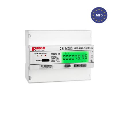 China EM737 CT 3*230/400V 1.5(6)Metro inteligente de kWh aprobado por el MID, medidor inteligente de energía modbus bidireccional en venta