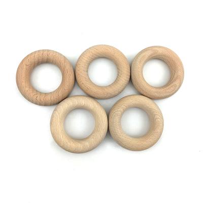 China Quality Eco-Friendly Beech Size Wooden Ring Teething Ring Organic Teether Rings with Different Size for sale