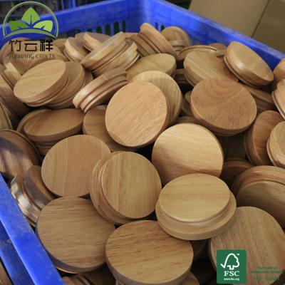 China Non-Refillable Rubber Wood Lids For Candle Jar /bottles OEM Accepted Laser Engraving Logo for sale