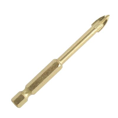 China Carbon Steel and Carbide Tilt Bestselling Gold Hexagonal Straight Shank Glass Drill Bit for Ceramic Tiles for sale