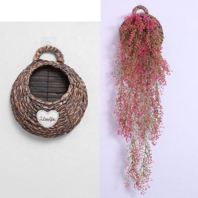 China Sustainable sisal bamboo basket with flowers for sale