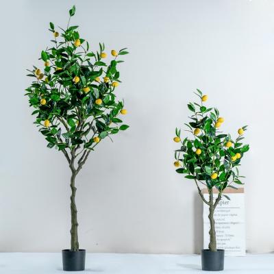 China Gypsy 160cm Plastic Faxu Fruit Trees With Plastic Pot Lemon Trees for sale