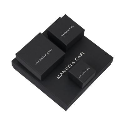 China OEM Handmade High End Black Large Necklace Earring Ring Jewelry Set Packaging Paper Box With Printed for sale