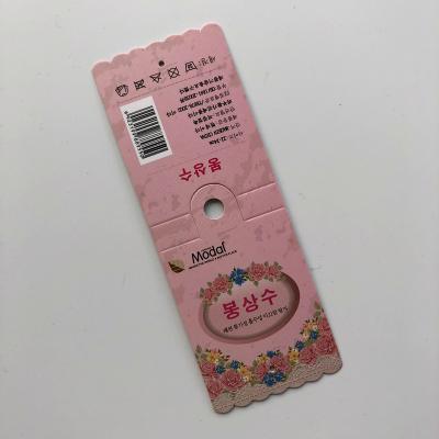 China Viable Custom Logo Cardboard Folded Paper Hang Tag For Sock Wrapping Hanging for sale