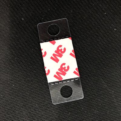 China Waterproof 2.5x3.3cm Hang Tags Plastic Adhesive Hang Tab With Round Hole for sale