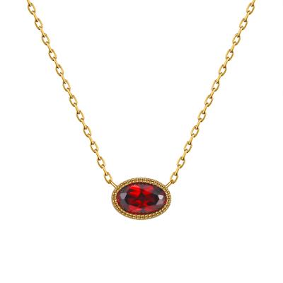 China RINNTIN GN20 Trendy Minimalist 10K 14K 18K Solid Gold Natural Garnet Pendant Charm Necklace For Women for sale