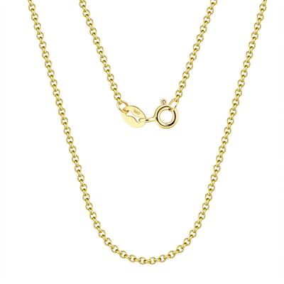 China Real Solid 18K White Lead Free Nickel Free RINNTIN EC06/Rose/Yellow Gold 1.3mm Rolo Chain For Women Pure Gold Jewelry for sale