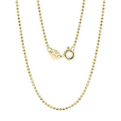 China Real RINNTIN GC07 Solid Gold 14K Au585 Chain Necklace 1.2mm Lead Free Nickel Free Diamond-Cut Bead Chain for sale