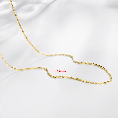 China RINNTIN FC03 Real Yellow Lead Free Nickel Free 10K Gold Necklace Trendy Solid Jewelry 0.6mm Diamond Cut Box Chain Plain Yellow For Women for sale