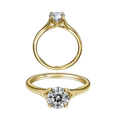 China RINNTIN GR03 CLASSIC VVS Engagement Rings 1ct D Fork Color 14K 18K Four Round Cut Solitaire Moissanite Wedding Ring For Women for sale