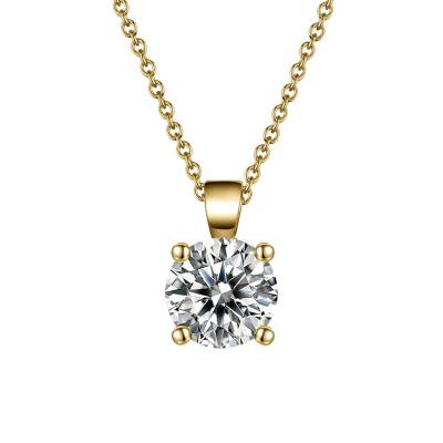 China RINNTIN GN02 CLASSIC New Arrival 14K 18K Solid Gold 0.5 Carat D Color Round Brilliant Cuts Moissanite Diamond Pendant Necklace For Women for sale