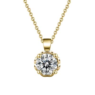 China RINNTIN GN04 Solid Gold 14K 18K Flower CLASSIQUE Pendant Necklace 0.5ct D Color Around Shiny Cut Moissanite Diamond Necklace For Women for sale