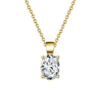 China New Arrival 14K 18K Solid Gold 1.0 Carat D Color CLASSIC RINNTIN GN09 Oval Cut D Moissanite Diamond Pendant Necklace For Women for sale