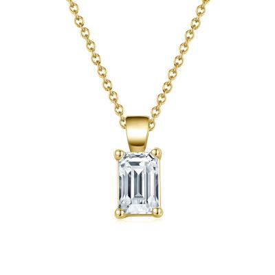 China CLASSIC RINNTIN GN10 Delicacy 1.0 Carat Emerald Moissanite Diamond Necklace 14K 18K Solid Gold Heater Dangling Pendant Necklace For Women for sale