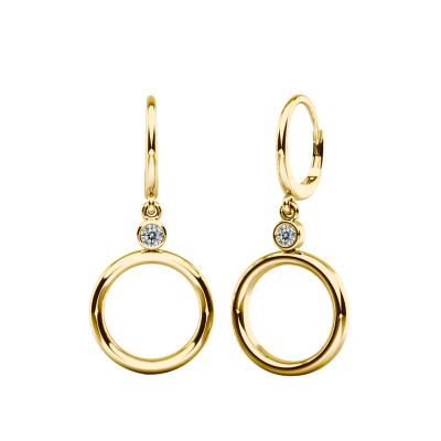 China RINNTIN GE04 2021 Fashion Solid Gold Romantic Aretes Moissanite Circle Hoop Earrings Elegant Women Jewelry Drop Earrings for sale