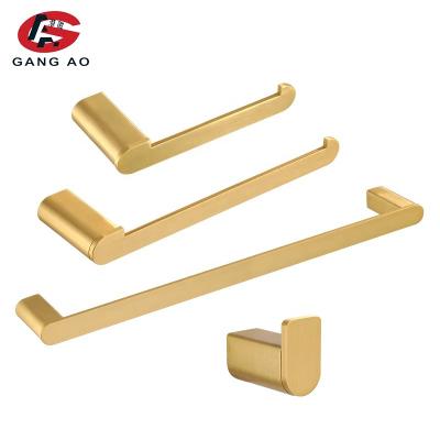 China Modern Swept Gold Wall Mounted Towel Rack Robe Hooks Toilet Paper Holder Bathroom Accessories Sets for sale