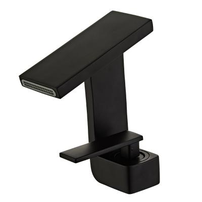 China Cold And Other Hole Black Single Water Faucet Hot Bathroom Deck Mounted Basin Faucet for sale