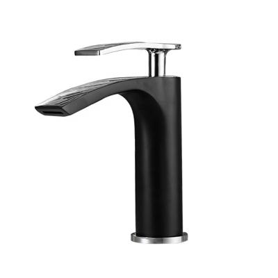 China Gold Brass Black Faucet Cold And Hot Water Other Deck Mounted Basin Bathroom Faucet White And Gold Faucet for sale