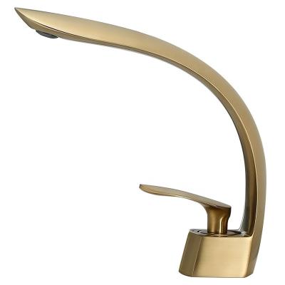 China Other Modern Single Leaf Shape Bathroom Mixer Tap Black/Gold Wash Handle Basin Faucet for sale