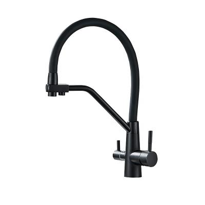 China Other Filter Kitchen Faucet Brushed Gold 360 Swivel Pure Water Faucets For Kitchen Black Pull Down Purification Water Mixer Tap for sale