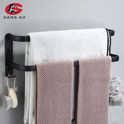 China With Hook 30-50 Cm Aluminum Towel Holder Wall Mounted Matte Black Towel Hanger Bathroom for sale