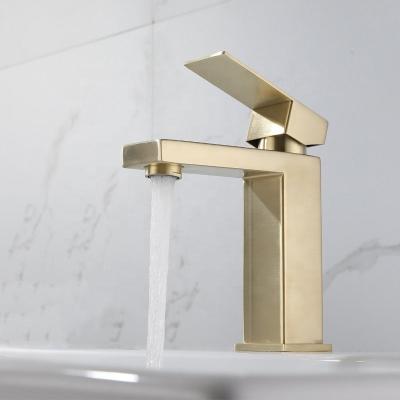 China Other Brushed Gold Modern Bathroom Vanity Faucet 304 Stainless Steel Bathroom Sink Faucet for sale