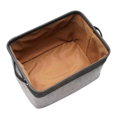 China Multifunctional Space Saving Foldable Style Cotton And Linen Fabric Storage Basket for sale