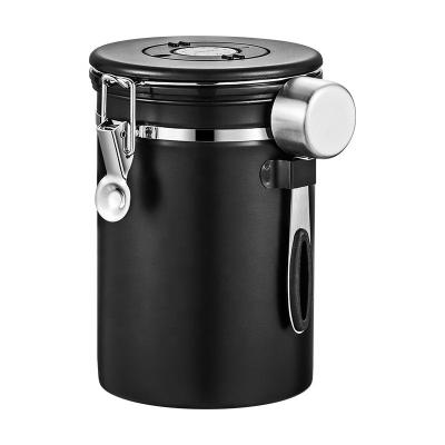 China Sustainable Sealed 304 Stainless Steel Coffee Storage Tank Coffee Household Storage Tank With Spoon for sale