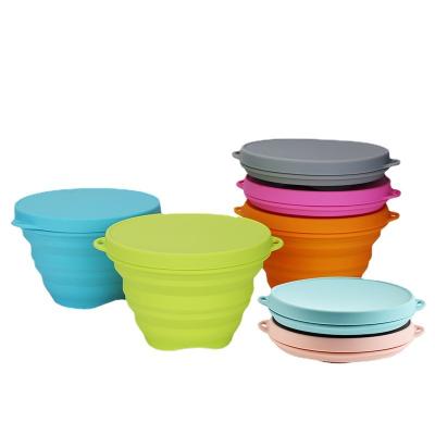 China 2023 Silicone Disposable Creative Retractable Bento Bowl Travel Folding Travel Bowl Convenient Bowl for sale