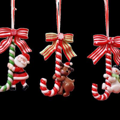 China 2024 Polymer Clay Soft Stick Candy Stick Christmas Snowman Small Crutch Hanging Christmas Tree Decorations for sale