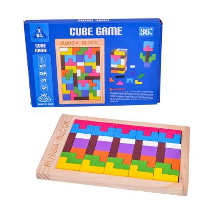 China Eco-Friendly Material Cube Building Block Game Educational Toy Custom Wooden New Preschool Montessori Children for sale