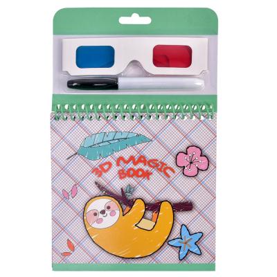 China New DIY Design 3D Painting Water Color Drawing Book With Pen And Glasses For Kids for sale