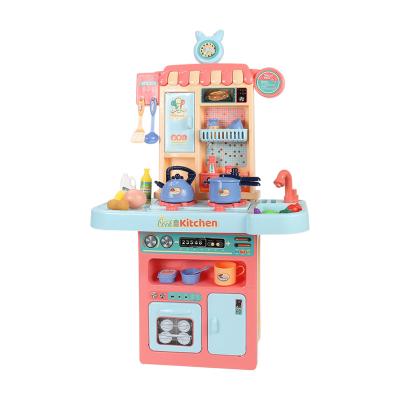 China Kids Prtend Play Educational Funny Big Kids Girls Pretend Game Light Music Simulation Table Cooking Play Kitchen Toys Set for sale