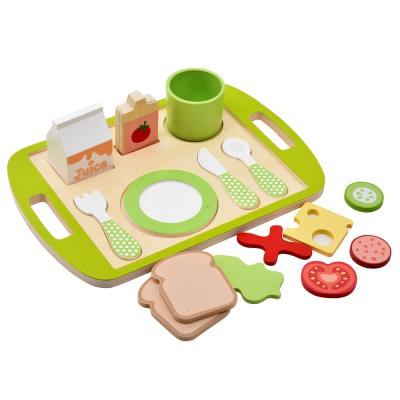 China Cooking Educational Wooden Breakfast and Lunch Kitchen Sets Children Role Playing Game Toys for sale